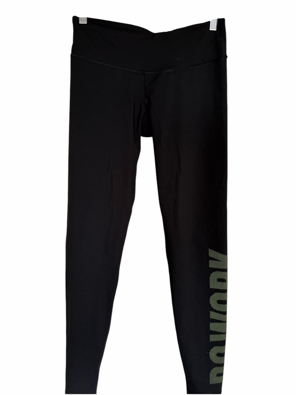 Old Navy Active Black High Rise Leggings Size M Green Logo Workout Yoga Pants